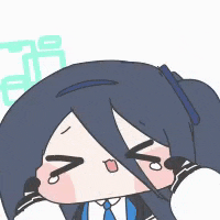 a cartoon character with long black hair and a tie is making a face .