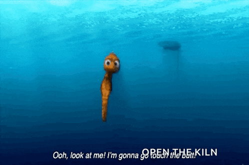 a cartoon seahorse says ooh look at me i 'm gonna go touch the beat