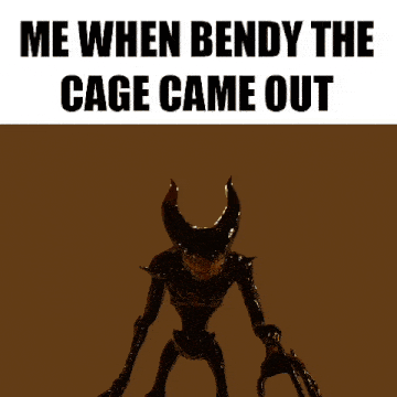 a picture of bendy wearing sunglasses that say me when bendy the cage came out