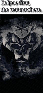 a black and white drawing of a person with the words eclipse first the rest nowhere