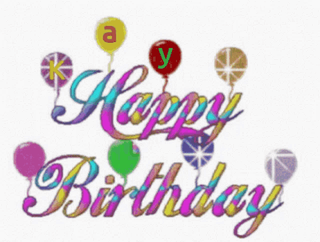 a colorful happy birthday sign with balloons