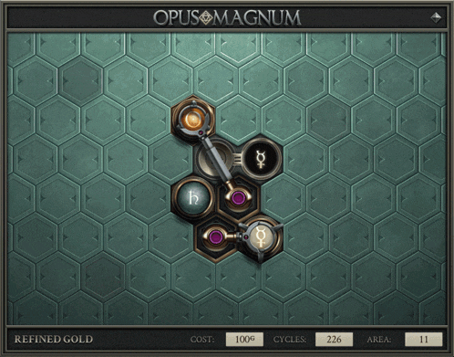 a computer screen displays a game called opus magnum