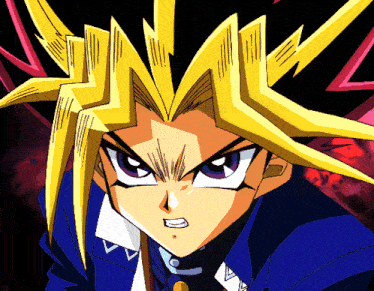 a close up of a cartoon character with purple eyes
