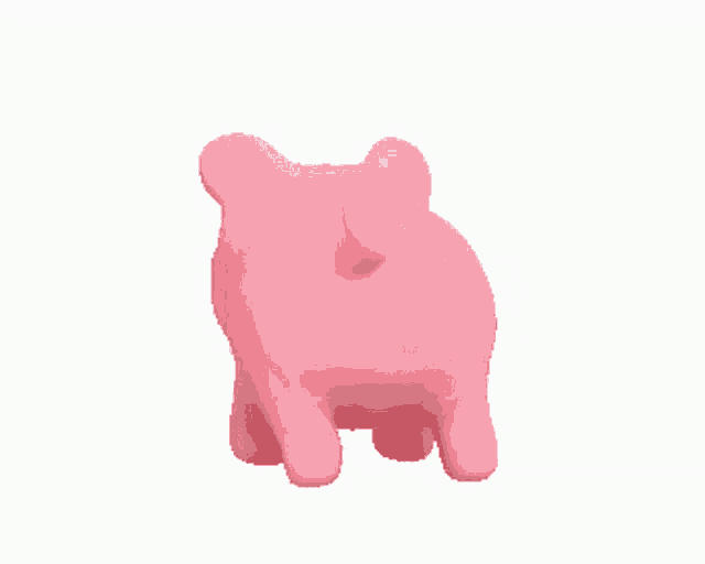 a 3d rendering of a pink piggy bank with a tail .