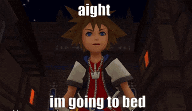 a cartoon character with the words aight im going to bed
