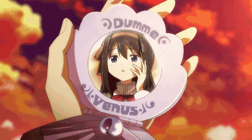 a person is holding a mirror that says dummee venus