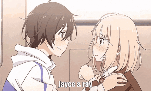 a boy and a girl are looking at each other and the words jayce & ray are visible
