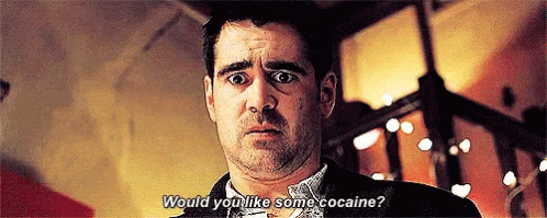 Colin Farrell Drugs GIF - Colin Farrell Drugs Cocaine GIFs