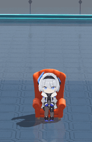 a cartoon character is sitting in a chair with her eyes closed