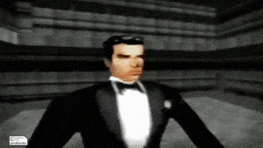 a man is wearing a tuxedo and bow tie in a video game .