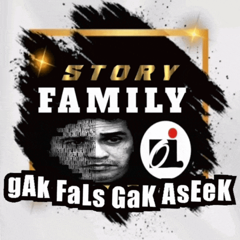 a poster with a man 's face and the words story family