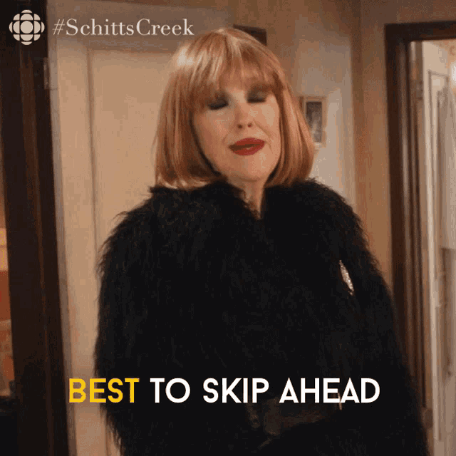 a picture of a woman with the words best to skip ahead on the bottom
