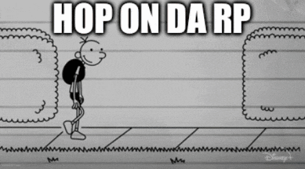 a black and white drawing of diary of a wimpy kid with the caption hop on da rp