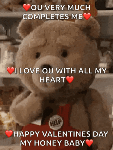 a teddy bear with a help badge on its chest