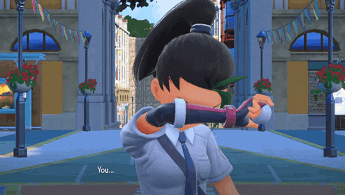 a girl in a video game says " you " at the bottom