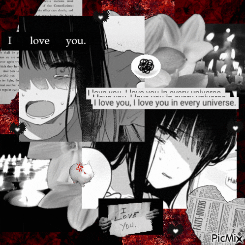 a black and white collage with the words i love you in the middle