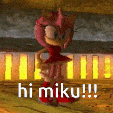 amy rose from sonic the hedgehog says hi miku !!