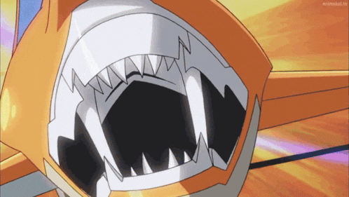 a close up of a shark 's mouth with the url animekat.tv visible