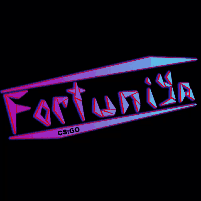 a logo for fortuna cs go with purple and blue letters