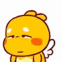 a yellow cartoon character is yawning with his eyes closed and holding his hand to his face .