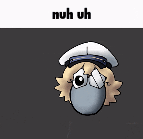 a cartoon character with glasses and a hat says nuh uh on the bottom