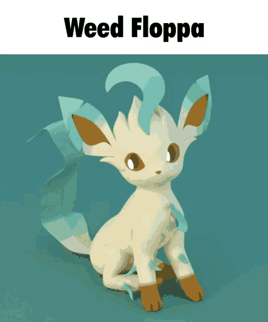 a picture of a weed floppa sitting on a blue surface