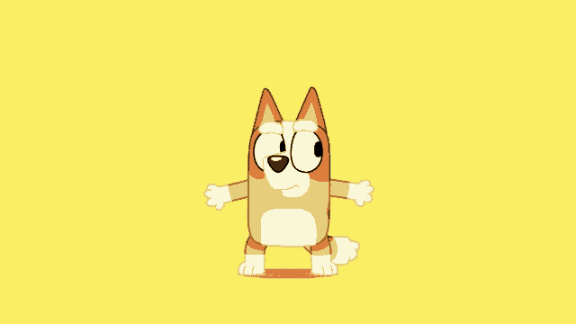 a cartoon dog with glasses and a yellow background