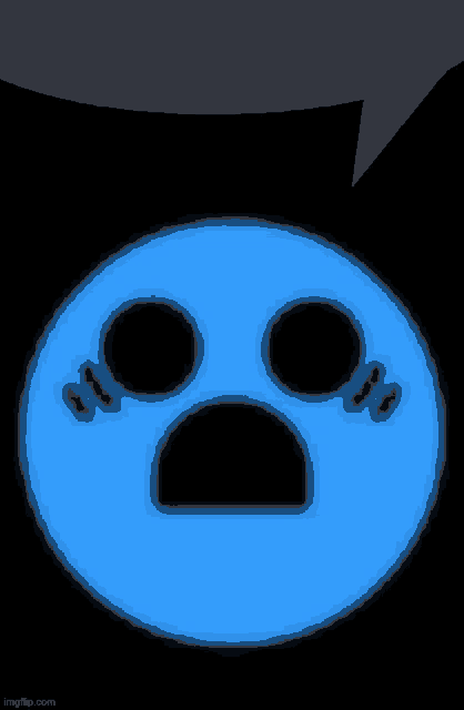 a blue smiley face with two eyes and a speech bubble .