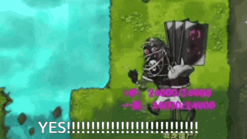 a cartoon character is holding a stack of cards in a video game and says yes .