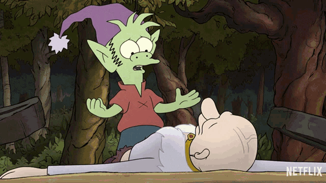 a cartoon of a man laying on the ground with a netflix logo behind him