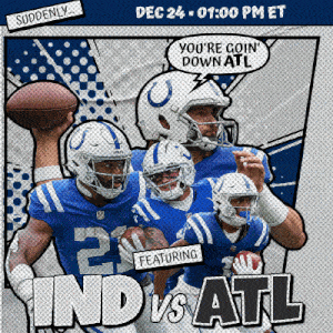 a poster for indianapolis colts vs. atl