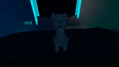 a computer generated image of a dog with the numbers 888 on the wall