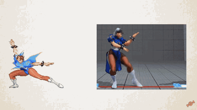 chun li from street fighter is shown in a pixel art