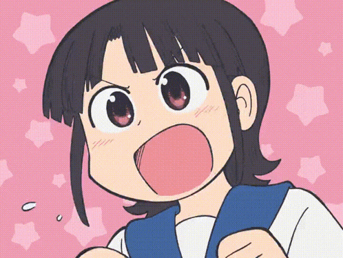 a cartoon drawing of a girl with a big mouth