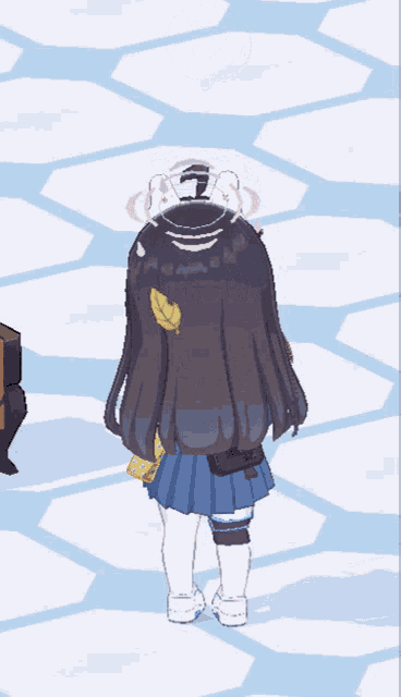 a girl with a cat ear headband and a heart shaped speech bubble above her head