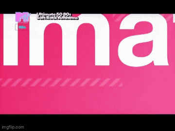 a pink background with white letters that says ima