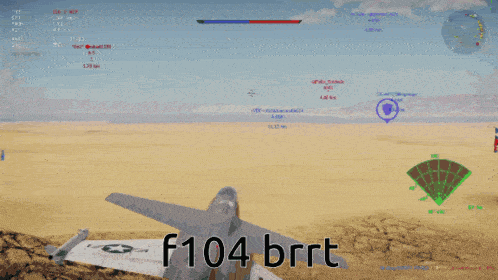 a screenshot of a video game that says f104 brrt on it