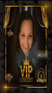 a picture of a woman with a crown and the words vip concert