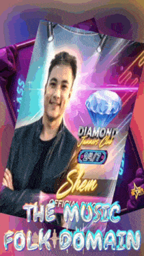a poster for the music folk domain with a man on it
