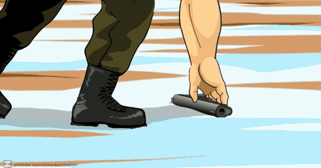 a cartoon of a person holding a gun with youtube.com in the bottom right