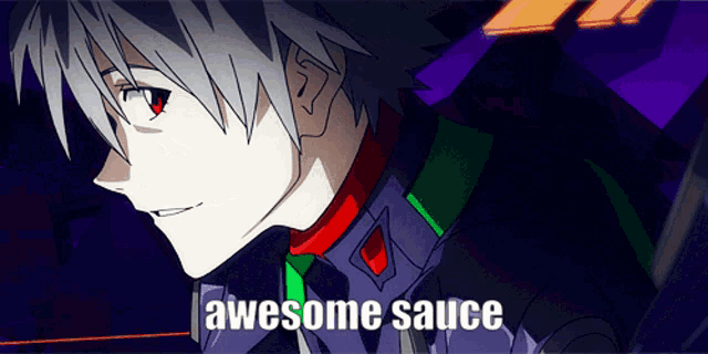 a picture of an anime character with the words awesome sauce written below it