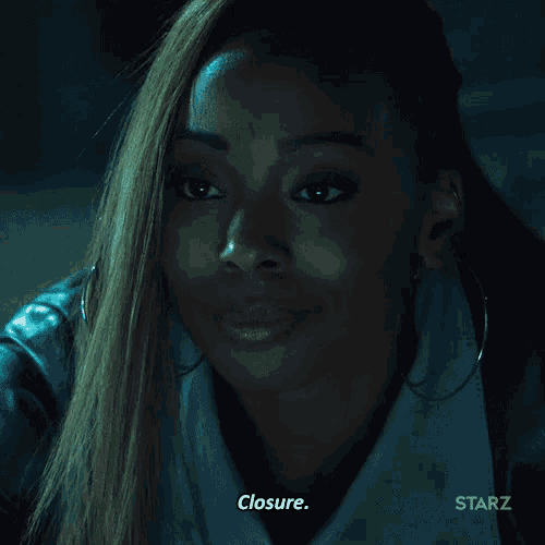 a close up of a woman 's face with the words closure on the bottom