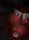 a close up of a person 's face with a red light coming out of it .