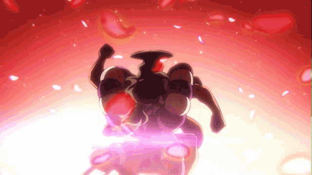 a red background with a purple light coming out of the middle