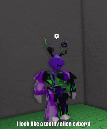 a purple and green block with a face on it and the words so i 'm hiding