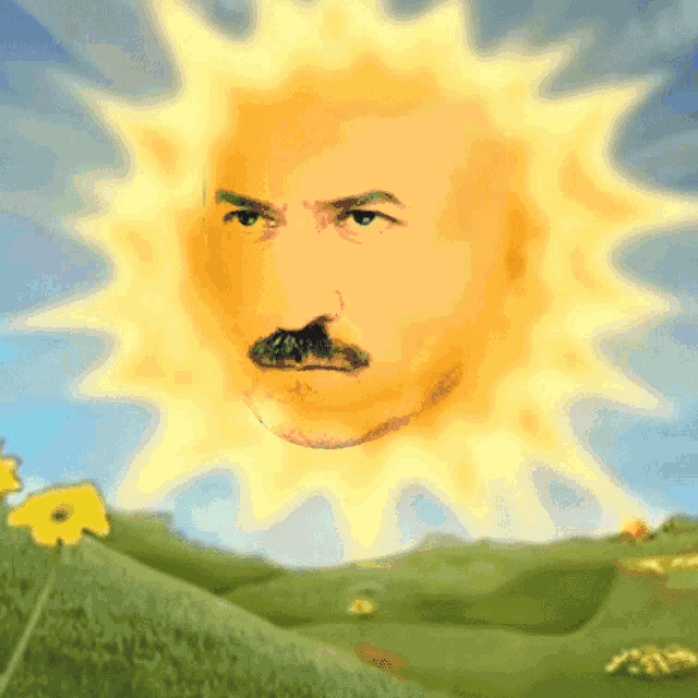 a sun with a man 's face in it