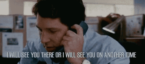a man is talking on a cell phone and saying i will see you there or i will see you on another time