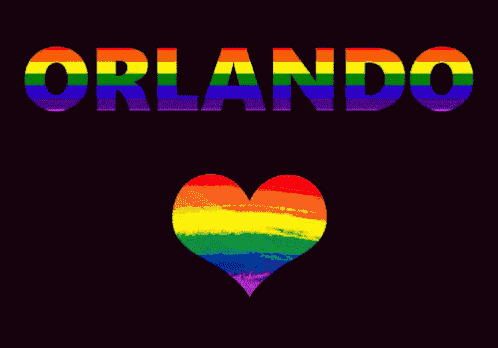 a black background with the word orlando in rainbow colors