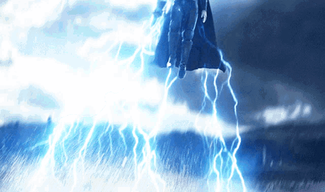 a person is being struck by lightning while flying in the air