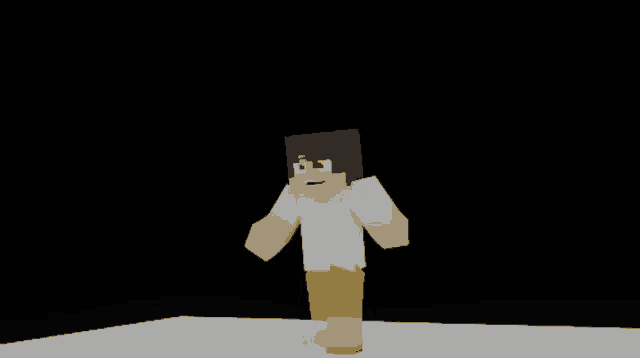 a minecraft character wearing a white shirt and yellow shorts is walking
